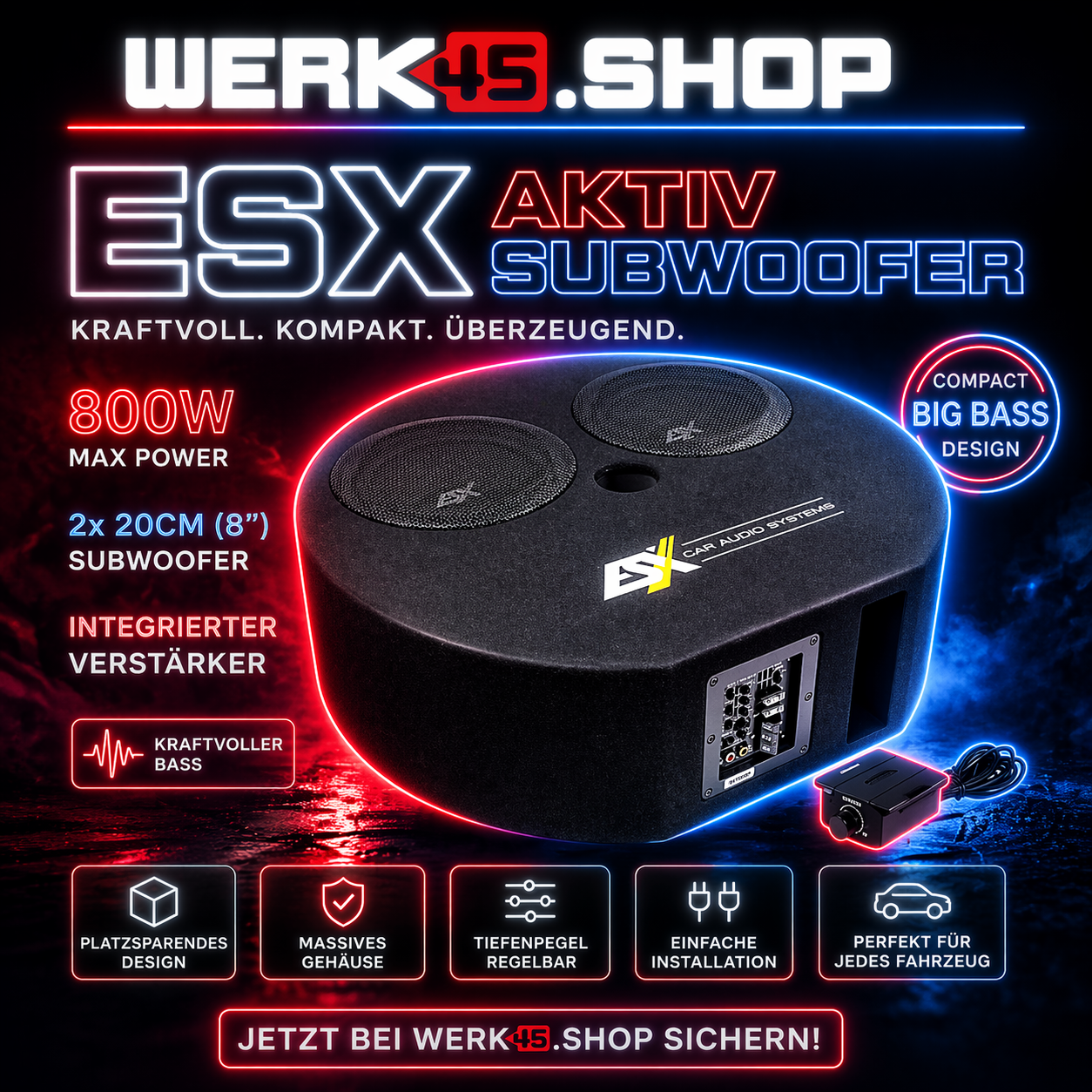 ESX DBX 800 A Aktiv Subwoofer