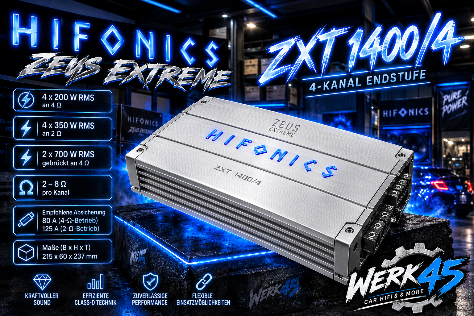 Hifonics ZXT 1400/4 4Kanal High end Verstärker 